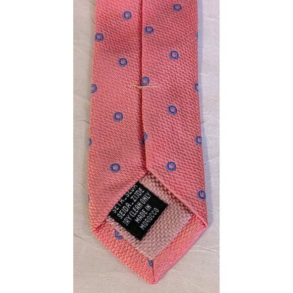 Thomas Pink Silk Tie Neck Blue Circles Textured Necktie Mens Polka Dots Morocco - Picture 6 of 12